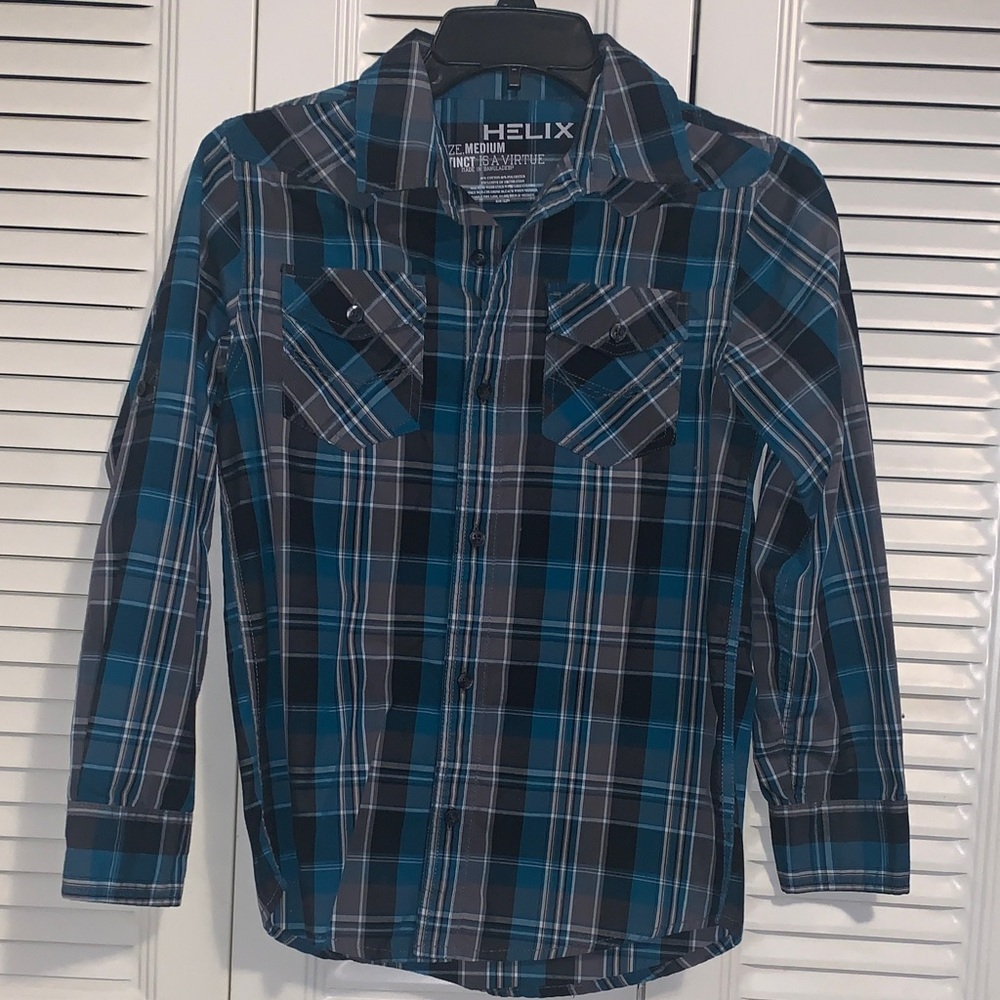 Helix Teal and Black Checkered Shirt
